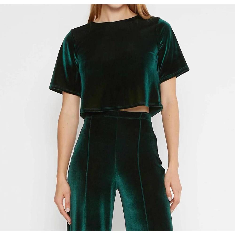 NEW RIPLEY RADER velvet short sleeve top in emerald